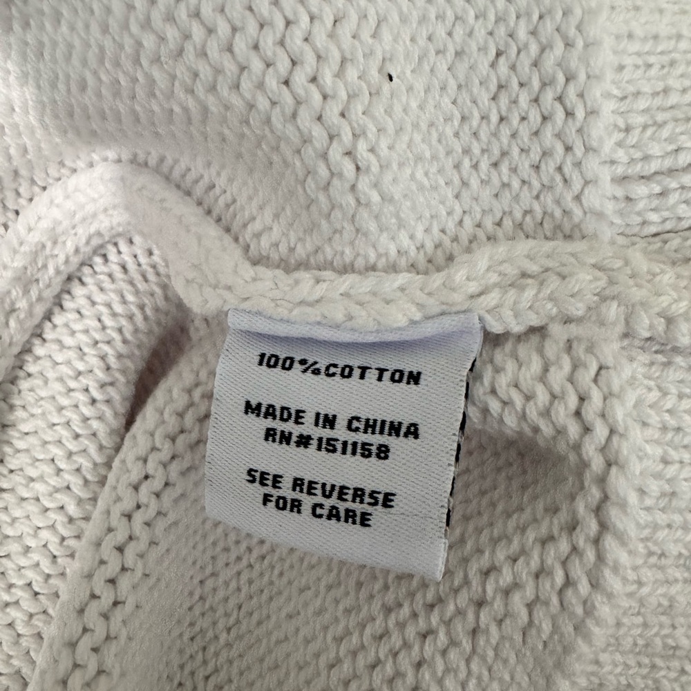 525 America Off Shoulder Button Front Cotton Sweater White Large NWT - Picture 8 of 10